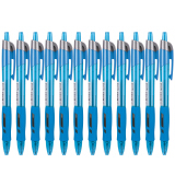 得力(deli)臻顺滑0.5mm子弹头按动中性笔签字笔 12支/盒S08蓝色