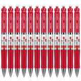 得力(deli)S01中性笔签字笔 0.5mm子弹头经典办公按动笔水笔 红色 12支/盒