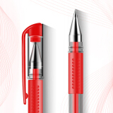 得力(deli)0.5mm中性笔签字笔 12支/盒 红色 34567