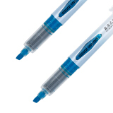 得力（deli）蓝色直液荧光笔 重点标记 手帐可用水性记号笔12支/盒