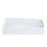 得力(deli)乐素时尚2格桌面收纳盒 多功能笔筒 白色8910