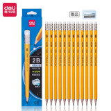 得力(deli)12支2B铅笔 考试绘图书写铅笔 学生练字笔 带橡皮头赠卷笔刀 ...