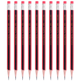得力(deli)经典红黑抽条六角杆HB铅笔带橡皮头 学生素描绘图铅笔 50支/桶33593