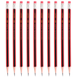 得力(deli)50支2B铅笔经典红黑抽条六角杆铅笔带橡皮头 学生考试素描绘图铅笔 33594
