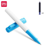 得力(deli)EF暗尖优尚矫姿钢笔 正姿笔 签字笔学生练字套装 赠墨囊 浅蓝
