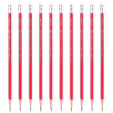 得力(deli)经典彩色抽条三角杆HB铅笔带橡皮头 学生素描绘图铅笔 50支/桶...