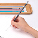 得力(deli)经典彩色抽条三角杆HB铅笔带橡皮头 学生素描绘图铅笔 50支/桶...