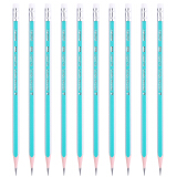 得力(deli)经典彩色抽条三角杆2B铅笔带橡皮头 学生考试素描绘图铅笔 50支/桶33596