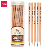 得力(deli)30支2B原木铅笔 学生书写铅笔 六角杆素描绘图铅笔 桶装 33...