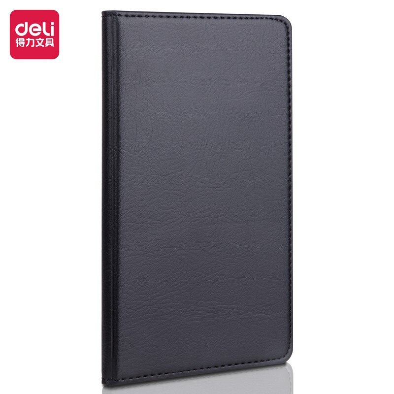 得力(deli)48K80张商务经典皮面本办公用品 会议记事本笔记本子文具 黑7903