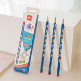 得力(deli)洞洞笔铅笔 12支2B铅笔三角杆易抓握 儿童矫姿铅笔 学生练字笔58183