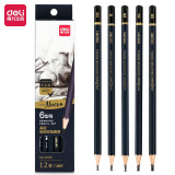 得力(deli)12支素描铅笔 专业绘画美术铅笔 六角杆软中硬炭笔 HB/B/2...