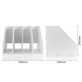 得力(deli)可折叠四联文件框 拉伸式便捷安装文件架 浅灰78996