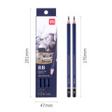 得力(deli)高级美术绘图8B铅笔 学生素描速写铅笔 12支/盒 S999-8...