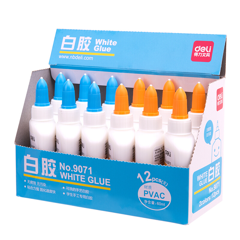 得力（deli）9071 60ML可洗白胶/白乳胶水 12支装
