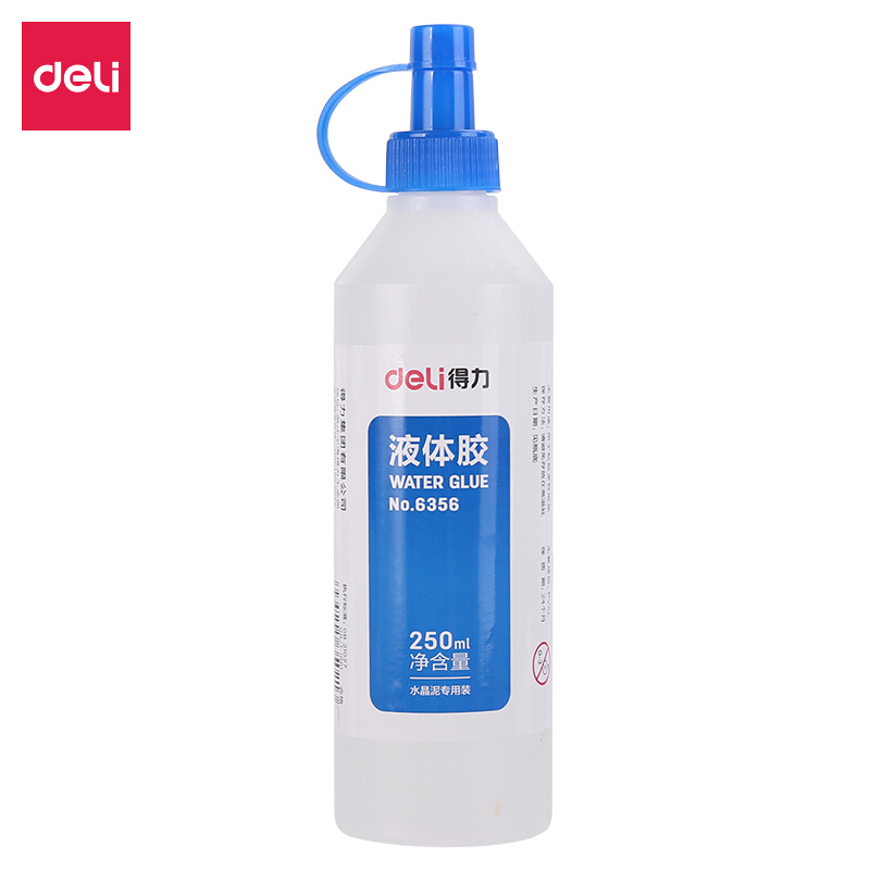 得力(deli)250ml专用液体胶水 高粘度可水洗 透明无色大容量 单只装 6356