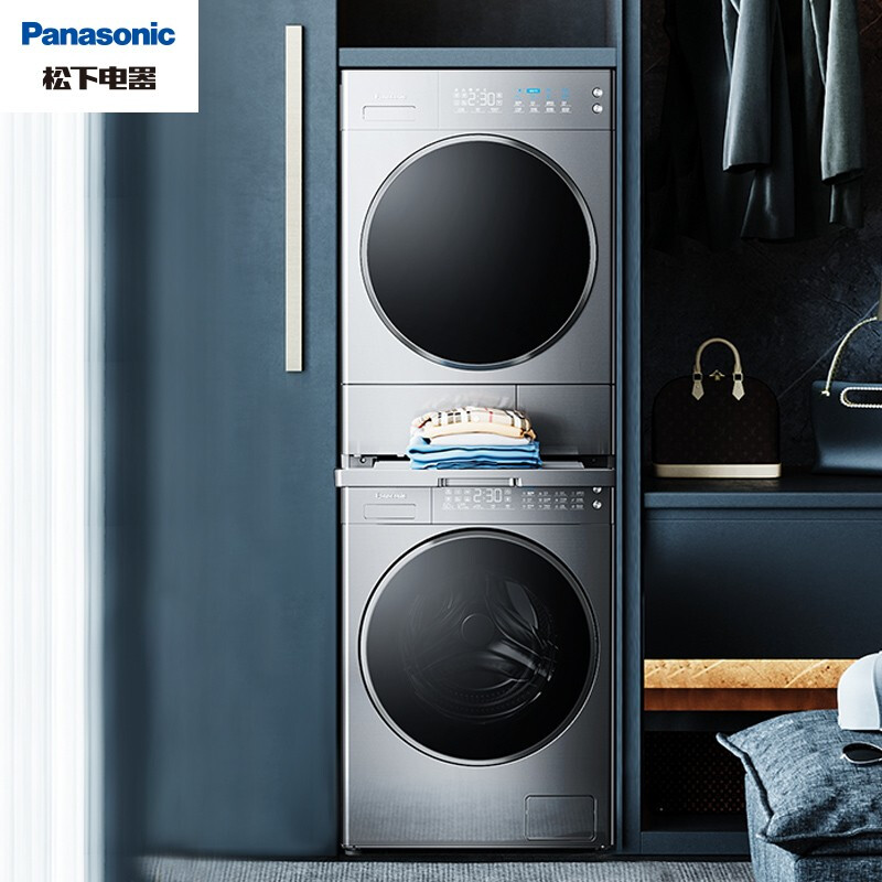 松下(Panasonic)10kg滚筒洗衣机+9kg热泵烘干机/干衣机 洗烘套装 XQG100-L166+NH-9098V（附件仅供展示）