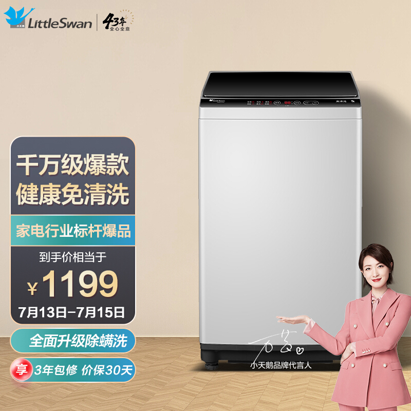 小天鹅（LittleSwan）10公斤 波轮洗衣机全自动 健康免清洗 品质电机 TB100V23H 新升级除螨洗