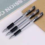 得力(deli)6601中性笔半针管黑色中性笔水笔签字笔 12支/盒0.5mm 黑色（12支装）