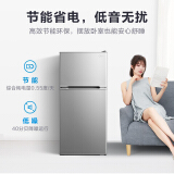 美的(Midea)112升双开门迷你双温冰箱  深冷速冻 浅灰色 BCD-112...