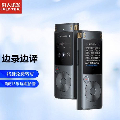 科大讯飞 AI智能录音笔SR302 转文字 实时翻译 专业降噪 360°拾音 16G 星空灰