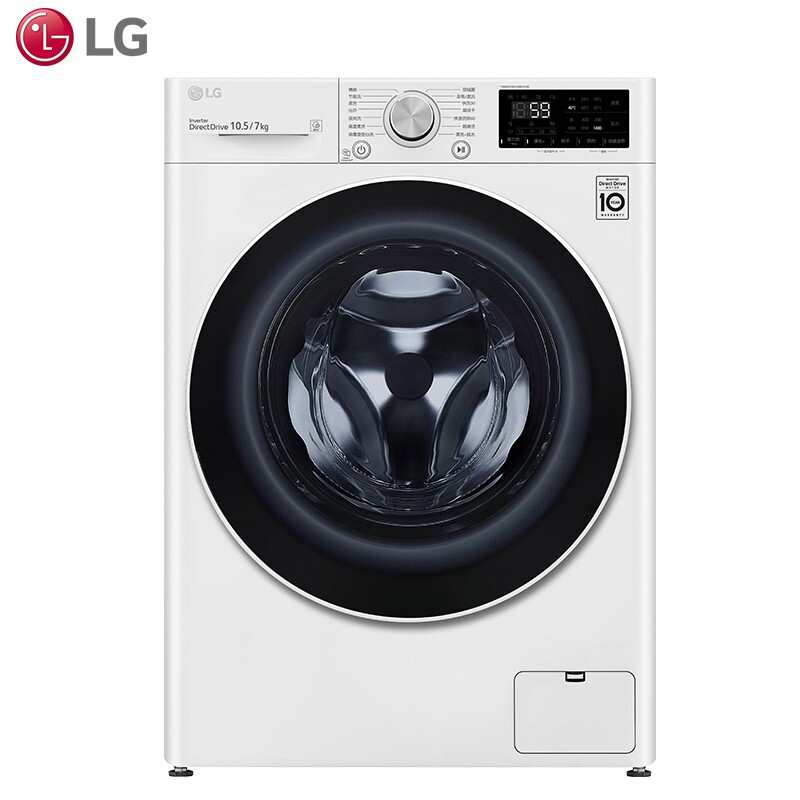 LG 纤慧系列 京品家电 10.5公斤滚筒洗衣机全自动 AI变频直驱 洗烘一体 95℃高温洗 6种智能手洗 白FLX10M4W