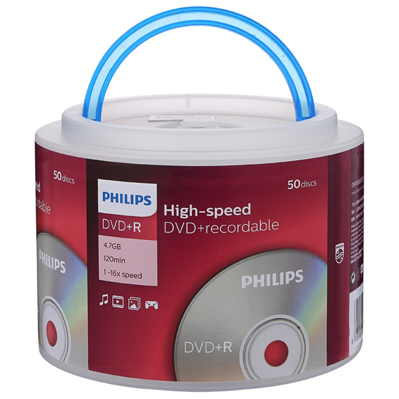 飞利浦（PHILIPS）DVD+R光盘/刻录盘 16速4.7G 手拎乖乖桶 50片/桶