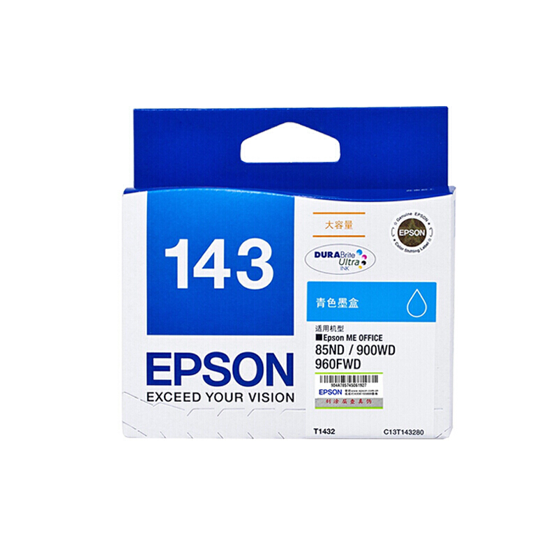 爱普生（EPSON）T1432 青色墨盒 (适用WF-3011/7511/7521/7018/ME960FWD/900WD/85ND机型)约755页
