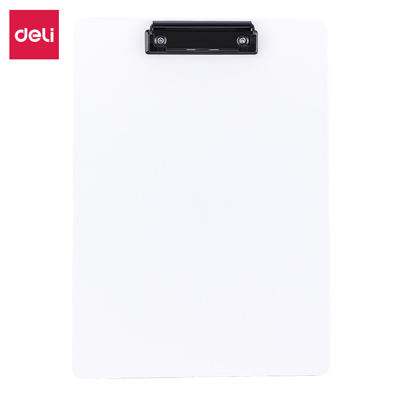 得力(deli)A4书写板夹 金属强力夹塑料文件夹 多功能写字垫板 64502白色