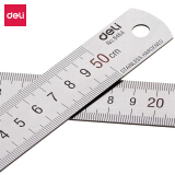 得力(deli)50cm不锈钢直尺 测量绘图刻度尺子 带公式换算表 8464