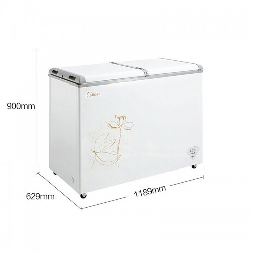 美的271升冰柜 双门双温区冰柜 冷藏冷冻两用冷柜 大容量卧式冷柜BCD-271VMQ 白色