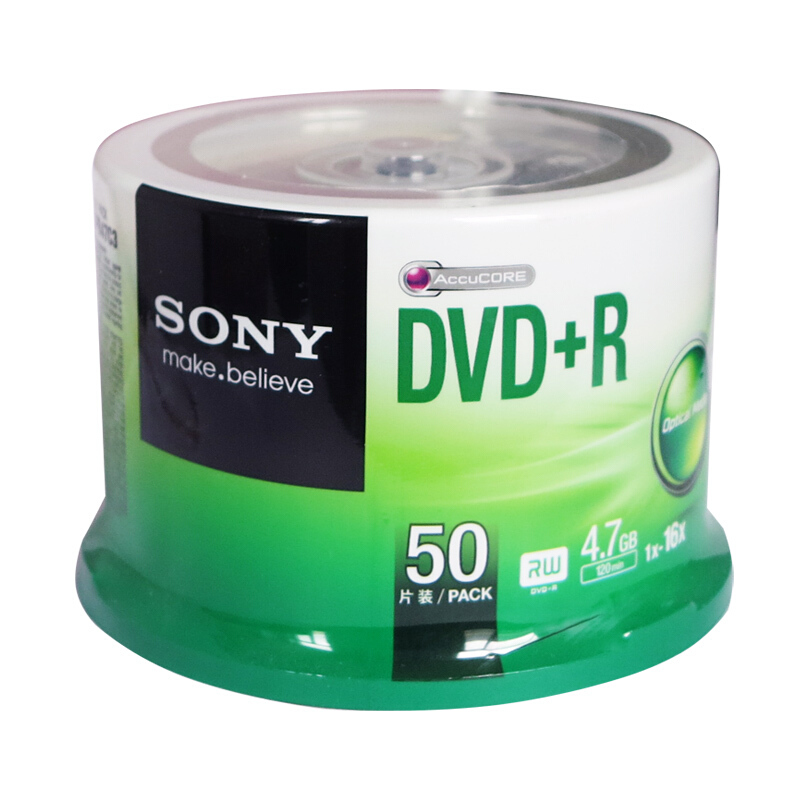 索尼（SONY）空白光盘CD-R/DVD+R空白光盘刻录碟 50片桶装 DVD+R 