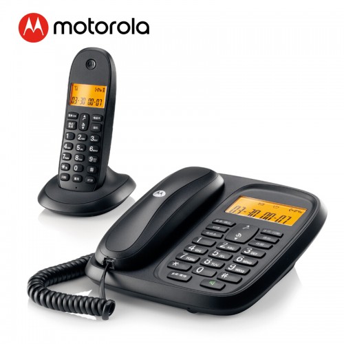 摩托罗拉(Motorola)数字无绳电话机 无线座机 子母机一拖一 办公家用 大屏幕双清晰免提 CL101C(黑色)