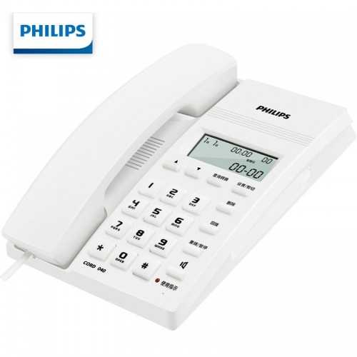 飞利浦(PHILIPS）电话机座机 固定电话 办公家用 免提通话 免电池 来电显示 CORD040白色 HWDCD9889(040)TSD