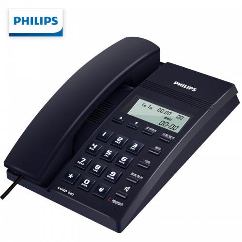 飞利浦(PHILIPS）电话机座机 固定电话 办公家用 免提通话 免电池 来电显示 CORD040蓝色HWDCD9889(040)TSD