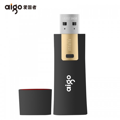 爱国者（aigo）64GB USB3.0 U盘 L8302写保护 黑色 防病毒入...