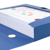 金得利 10个装 35mm 粘扣档案盒 加厚文件盒A4塑料党建资料盒1.5寸 财务凭证收纳盒 蓝色 TD035-10