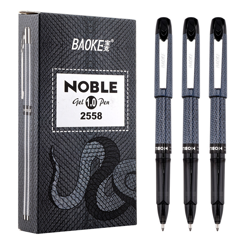 宝克（BAOKE）PC2558 黑色大容量1.0mm中性笔签名笔水笔 12支/盒