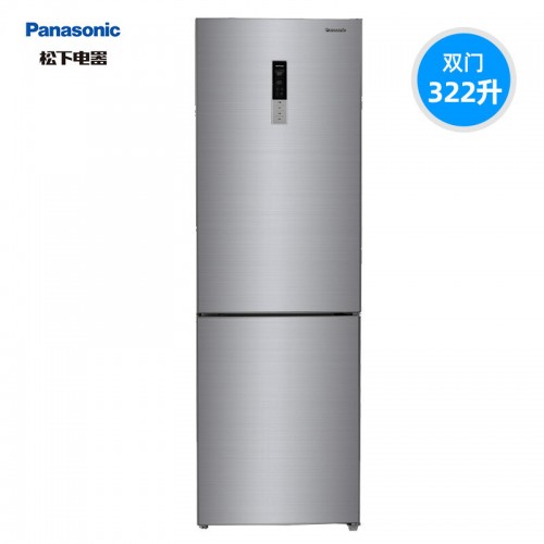 松下(Panasonic) 双开门322升风冷无霜 银离子除菌 节能小型电冰箱银...
