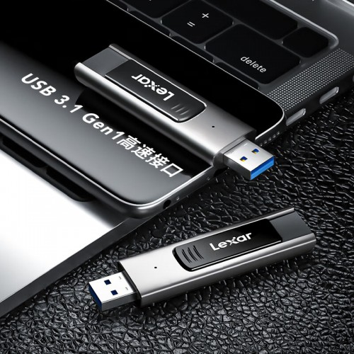 雷克沙（Lexar）64GB USB3.1 Gen1 U盘 M900 读速300MB/s 枪色磨砂质感 推拉一体式设计