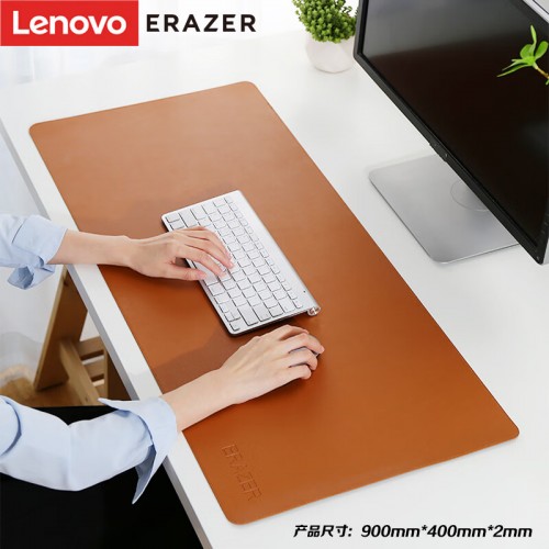 联想（Lenovo）异能者鼠标垫大号 皮质耐磨防滑办公桌垫笔记本电脑垫子 可水洗...