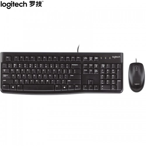 罗技（Logitech）MK120  有线键鼠套装 USB即插即用  黑色