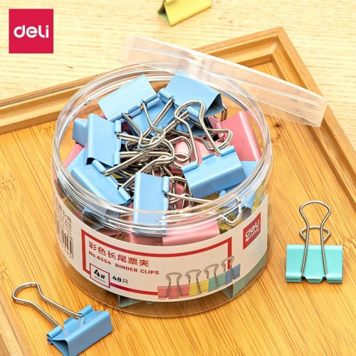 得力(deli)40只19mm彩色长尾夹票夹 5#小号金属燕尾夹票据文件夹子 办公用品 40只/筒 8555