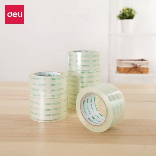 得力（deli） 大卷快递打包封箱带胶带胶布透明胶封口带宽6cm 单卷 60mm*100y (30325)